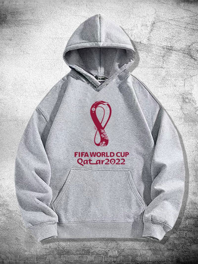 Ανδρικό Μακρυμάνικο Μπλουζάκι Με White Hoodie France Team Qatar - Ανοικτό Γκρι