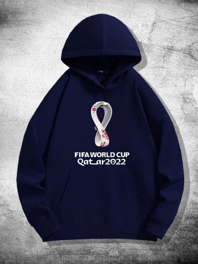 Ανδρικό Μακρυμάνικο Μπλουζάκι Με White Hoodie France Team Qatar - Βαθύ Μπλε