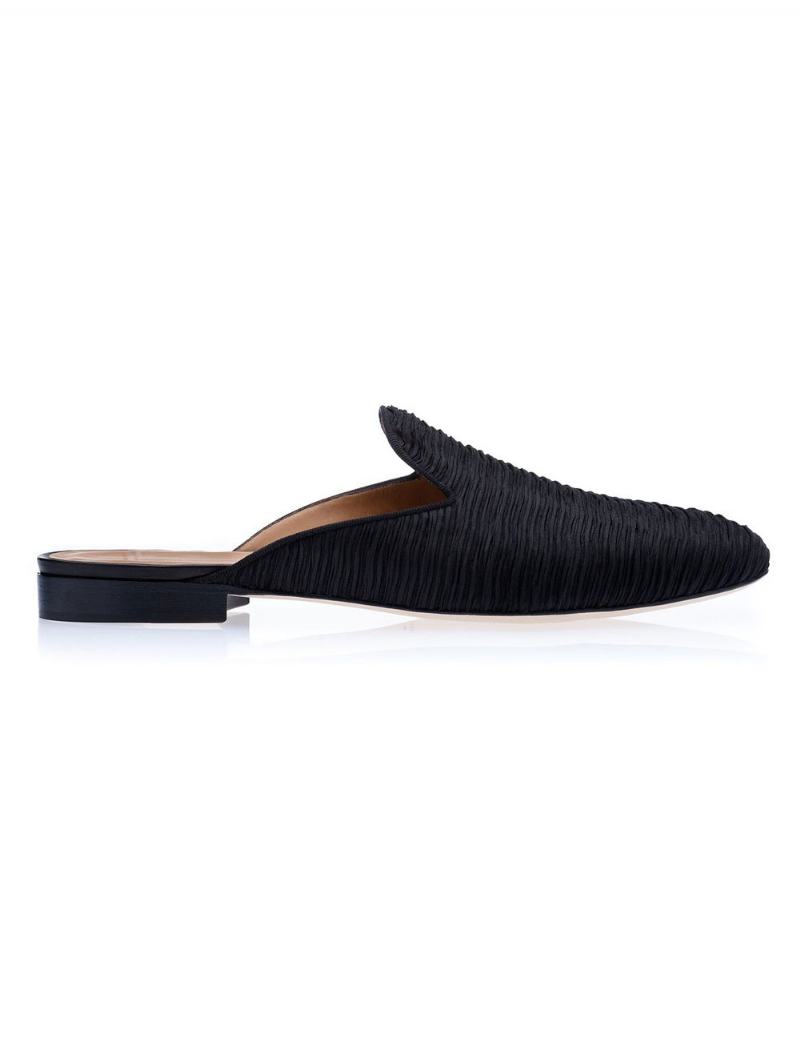 Ανδρικό Μαύρο Σουέντ Loafer Mules Slip On - Μαύρος