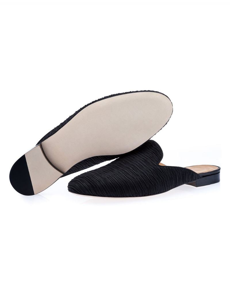 Ανδρικό Μαύρο Σουέντ Loafer Mules Slip On - Μαύρος