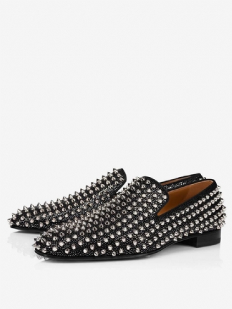 Ανδρικό Μαύρο Φόρεμα Loafer Prom Party Γαμήλια Παπούτσια Rivets Slip-on Loafers