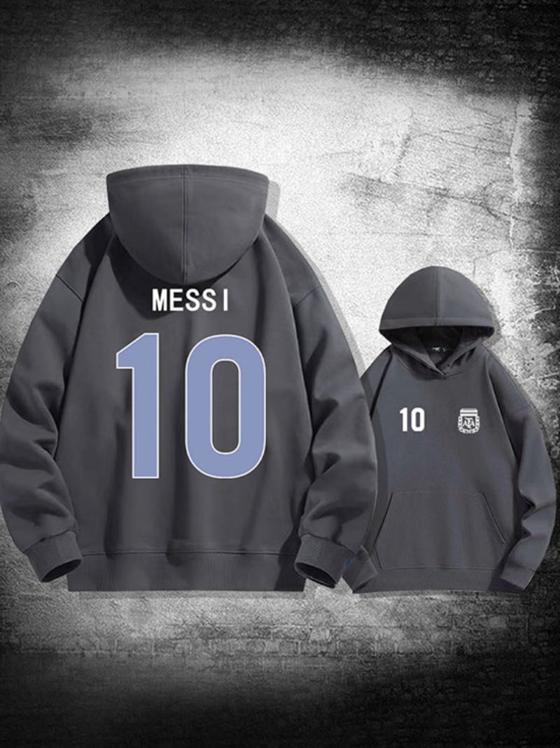 Ανδρικό Μπουφάν Με Κουκούλα Αργεντινής Messi Number 10 - Βαθύ Γκρι