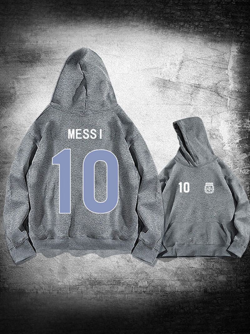 Ανδρικό Μπουφάν Με Κουκούλα Αργεντινής Messi Number 10 - Γκρι