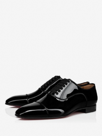 Ανδρικό Νυφικό Παπούτσια Οξφόρδης Square Toe Slip On Patent Leather Low-tops Prom Γαμήλια