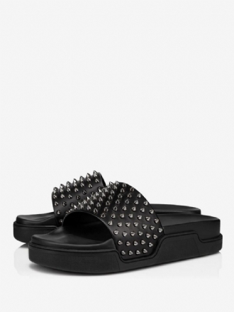 Ανδρικό Πέδιλο Unisex Flat Spike Bianco Black Platform Slide