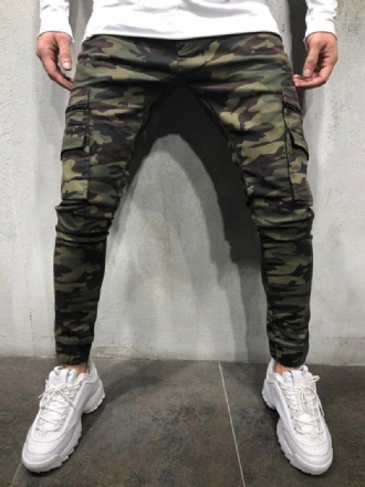 Ανδρικό Παντελόνι Casual Camouflage Skinny Hunter Green