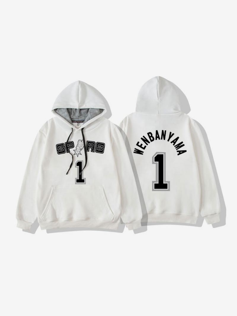 Ανδρικό Φούτερ San Antonio Spurs Number 1 Wembanyama Hoodie - Λευκό