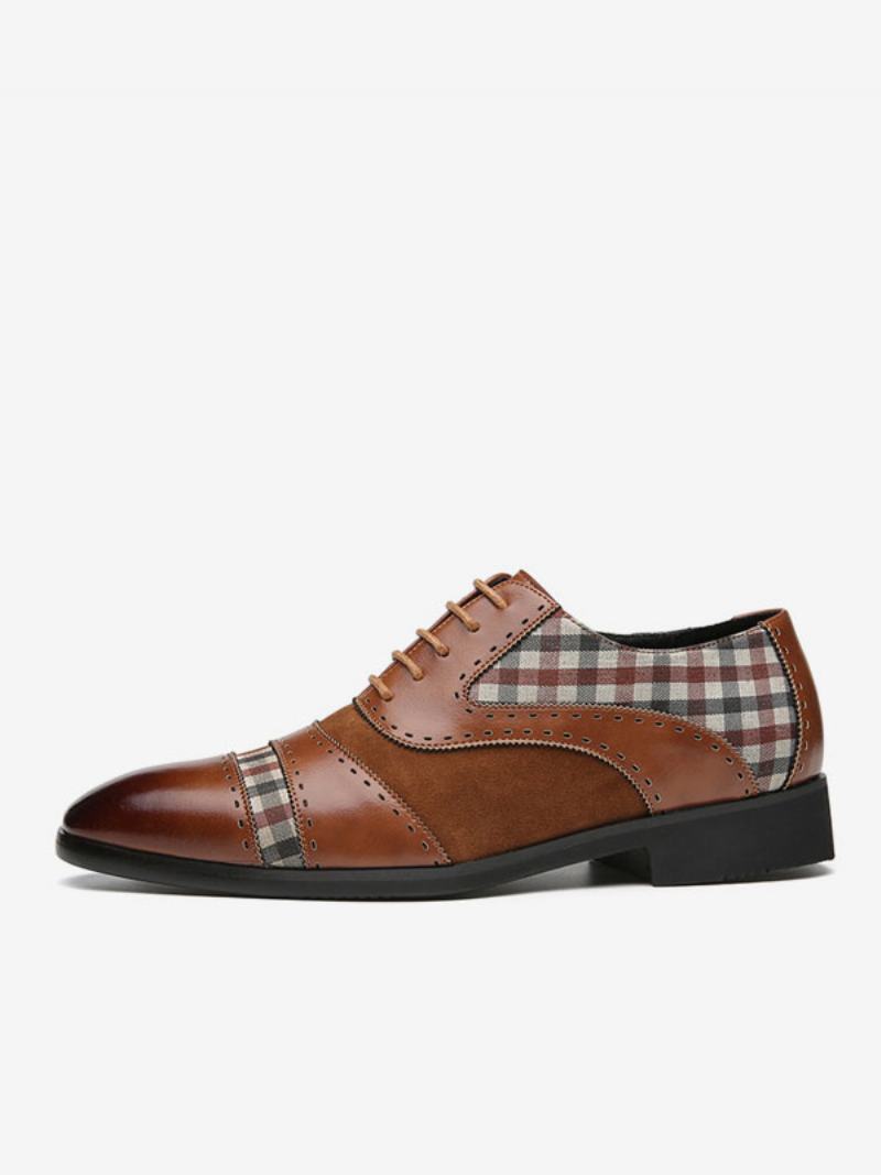 Ανδρικό Φόρεμα Oxford Pointed Toe Pu Δερμάτινα Νυφικά Παπούτσια Prom - Καφέ Καφέ