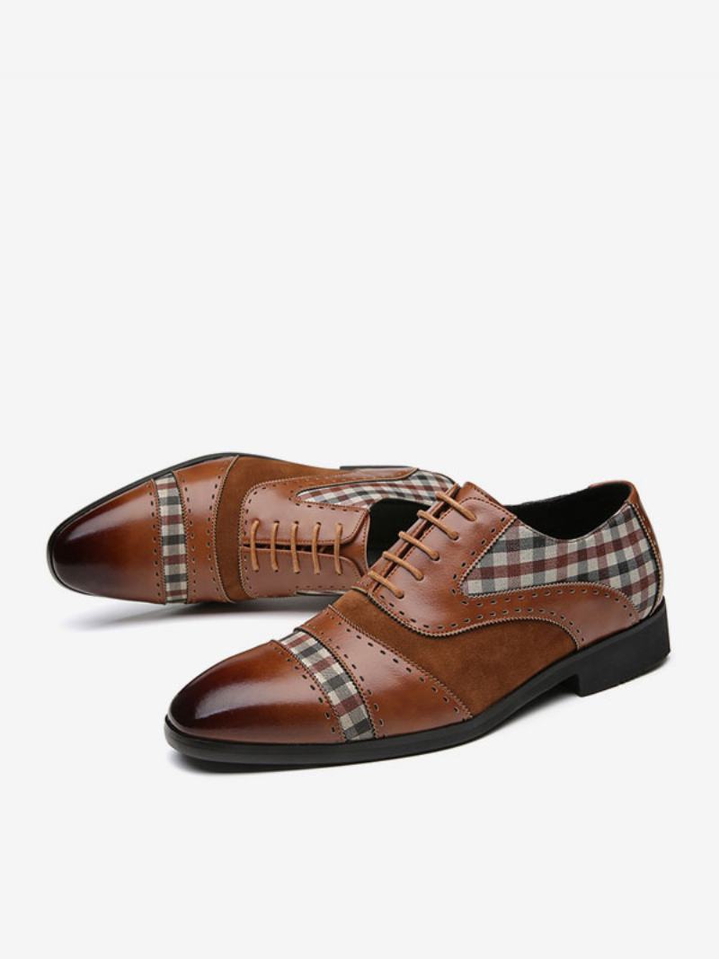 Ανδρικό Φόρεμα Oxford Pointed Toe Pu Δερμάτινα Νυφικά Παπούτσια Prom - Καφέ Καφέ