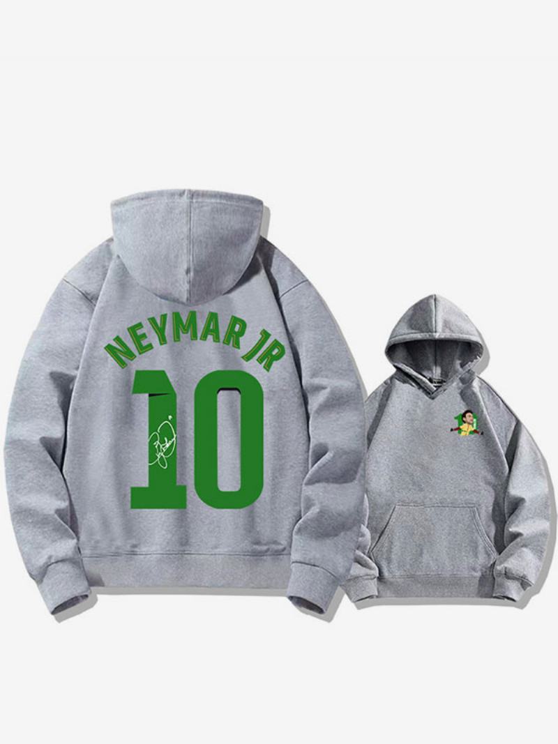 Βραζιλία Training Hoodie Neymar Number 10 Ανδρικό Τοπ - Ανοικτό Γκρι