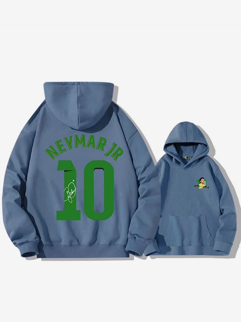 Βραζιλία Training Hoodie Neymar Number 10 Ανδρικό Τοπ - Μπλε Γκρι