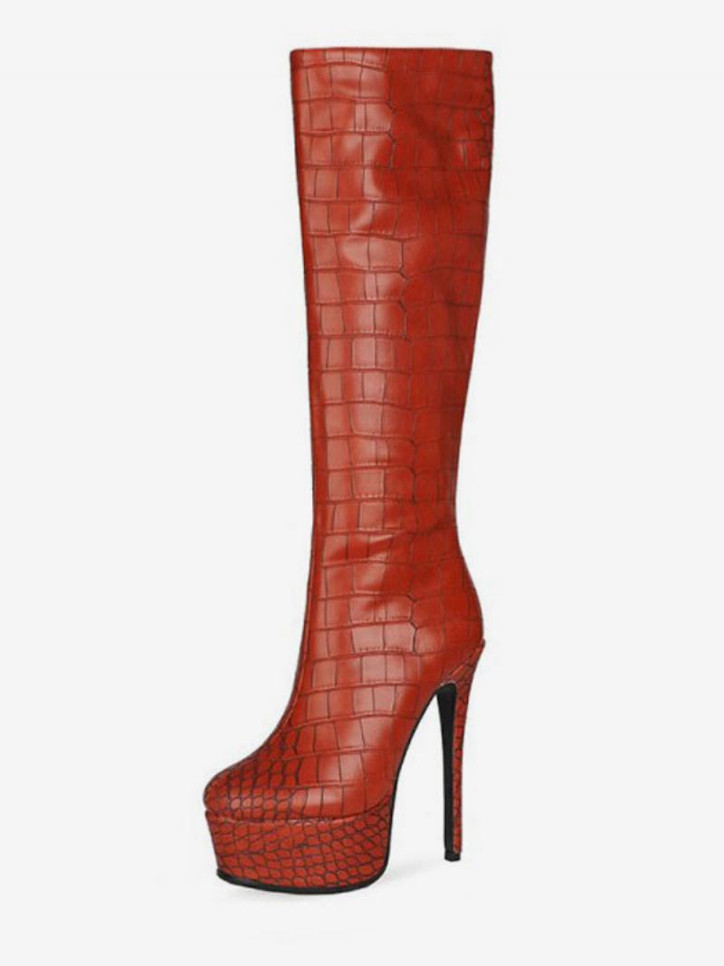 Γυναικεία Animal Print Platform Stiletto Heel Knee Boots