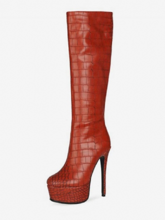 Γυναικεία Animal Print Platform Stiletto Heel Knee Boots