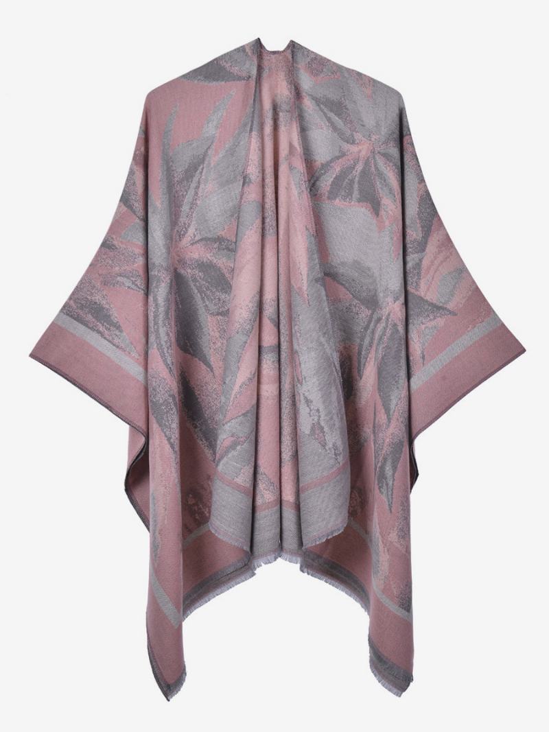 Γυναικεία Cape Classic Floral Printed Oversized Casual Daily Poncho - Ροζ