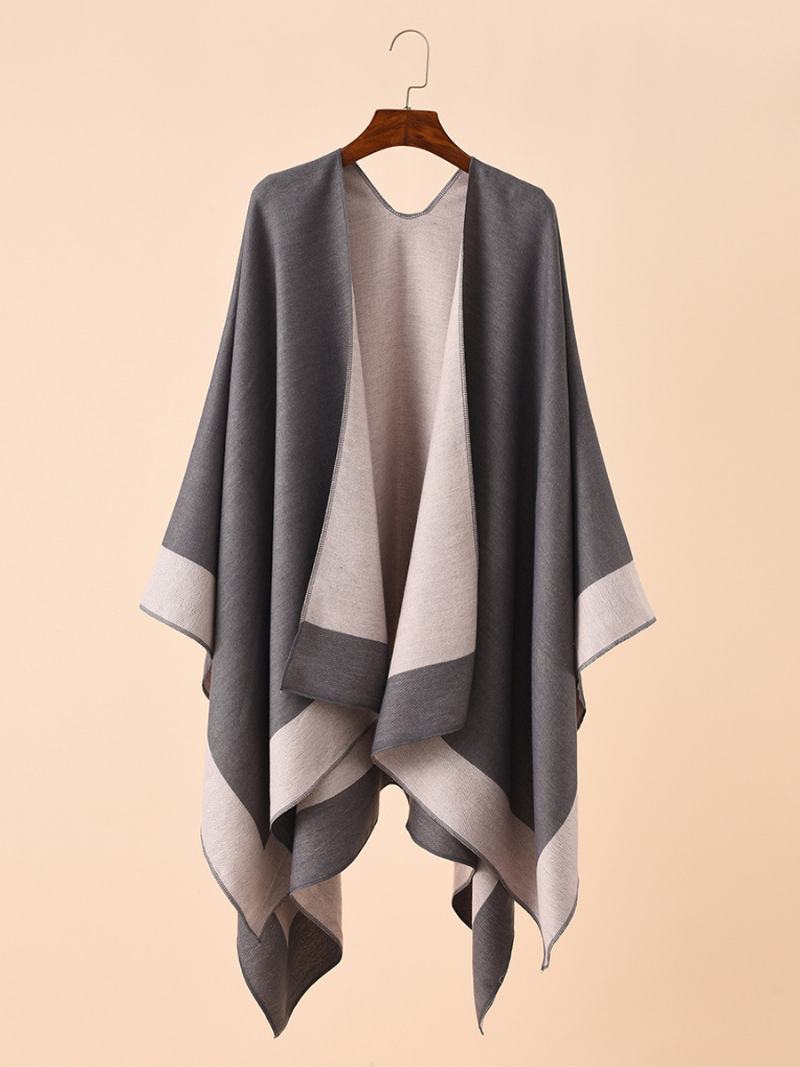 Γυναικεία Color Block Poncho Daily Casual Cape -  Ανοιχτό Ροζ