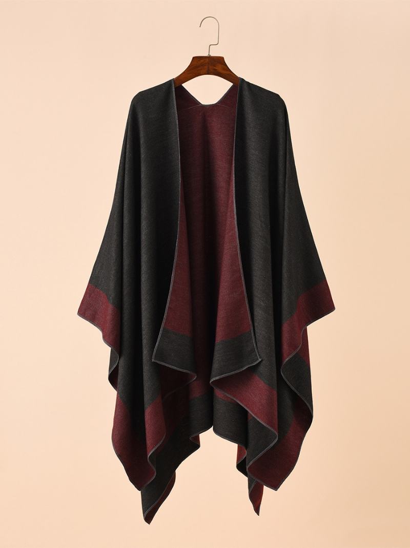 Γυναικεία Color Block Poncho Daily Casual Cape - Μπορτοκαλί