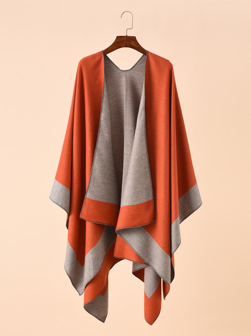 Γυναικεία Color Block Poncho Daily Casual Cape - Ανοικτό Μπλε Του Ουρανού