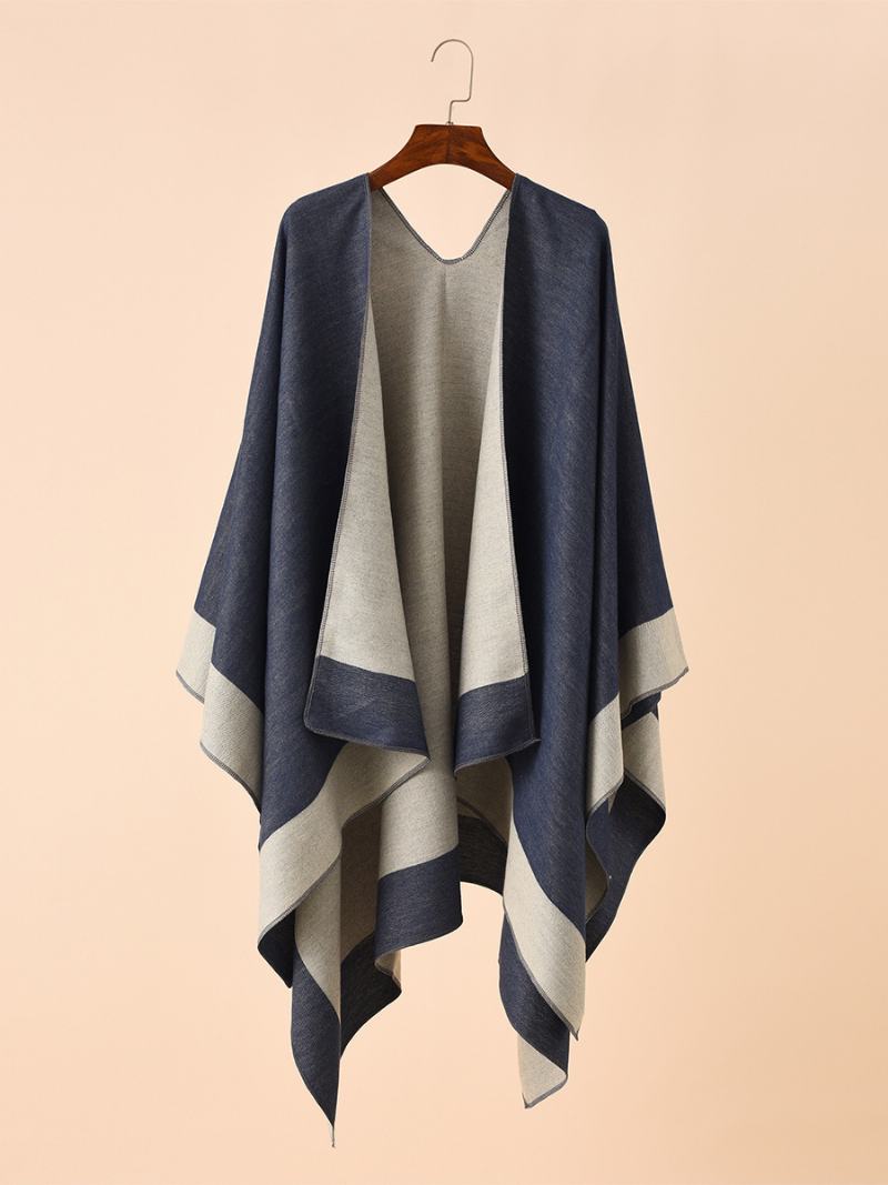 Γυναικεία Color Block Poncho Daily Casual Cape - Πορτοκαλί