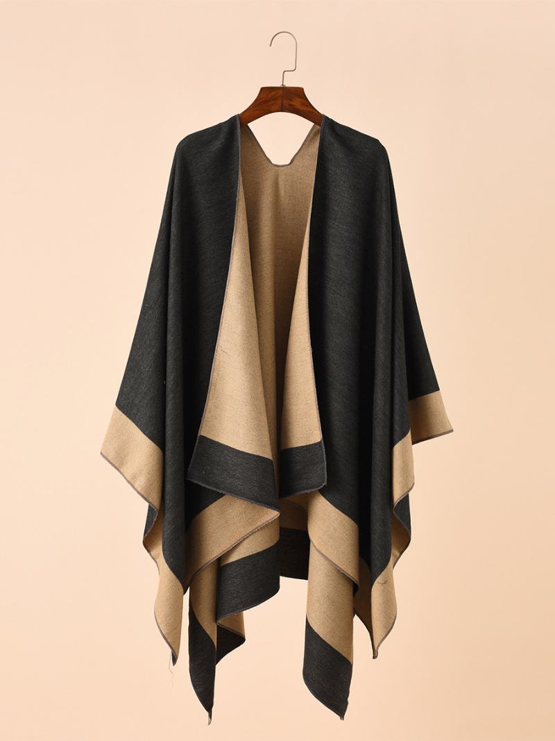 Γυναικεία Color Block Poncho Daily Casual Cape - Χακί