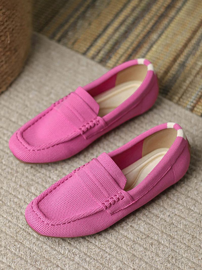 Γυναικεία Flat Loafers Round Toe Slip On Casual Παπούτσια - Ροζ