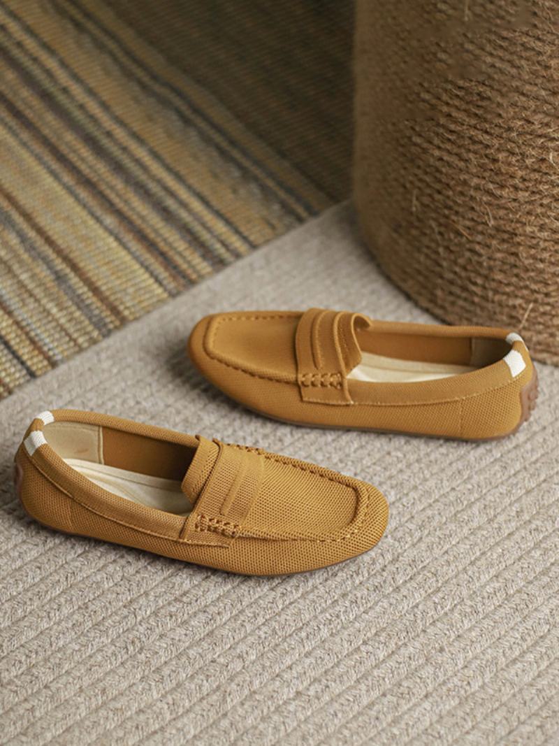 Γυναικεία Flat Loafers Round Toe Slip On Casual Παπούτσια - Καφέ Καφέ