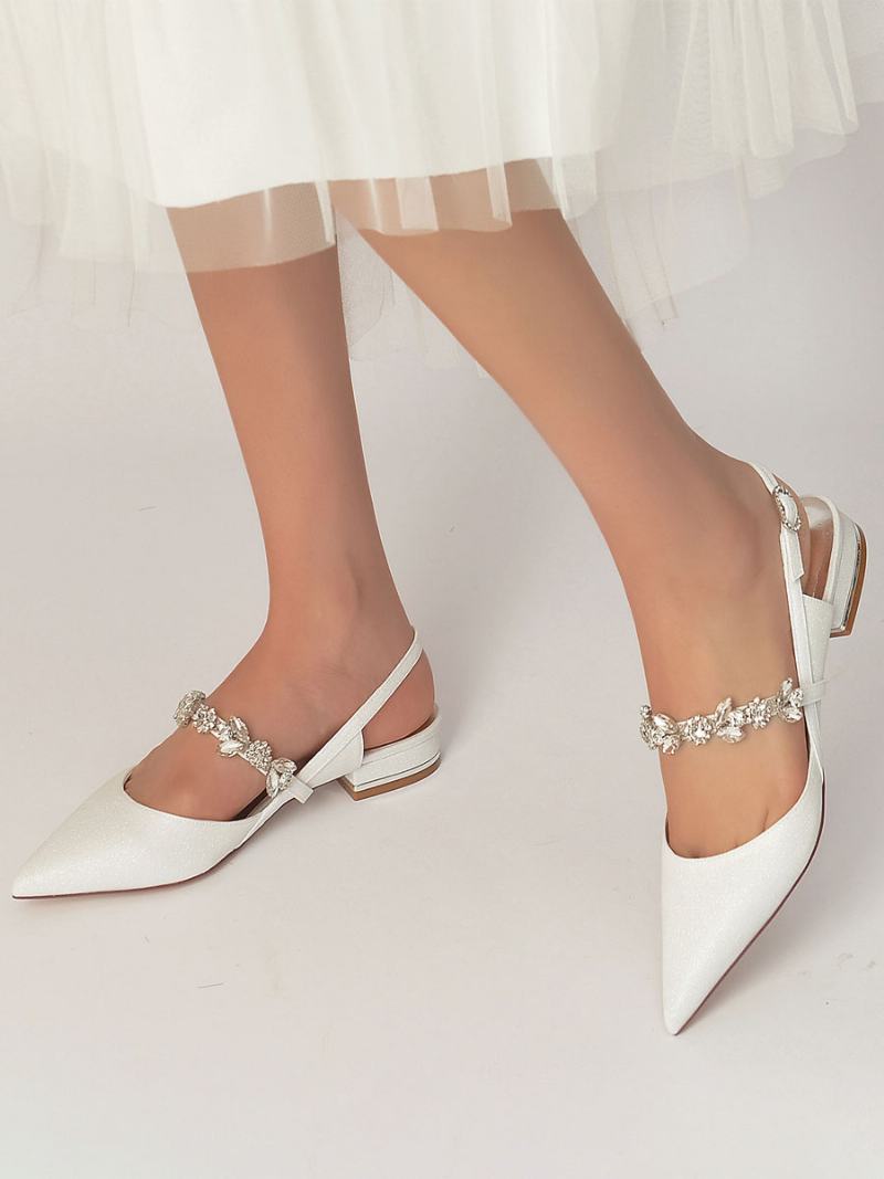 Γυναικεία Flat Νυφικά Παπούτσια Mary Jane Rhinestones Slingback Pumps