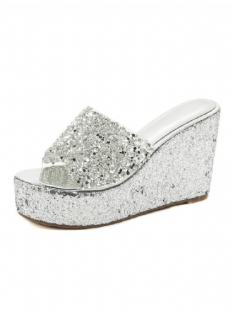 Γυναικεία Glitter Platform Wedge Mules