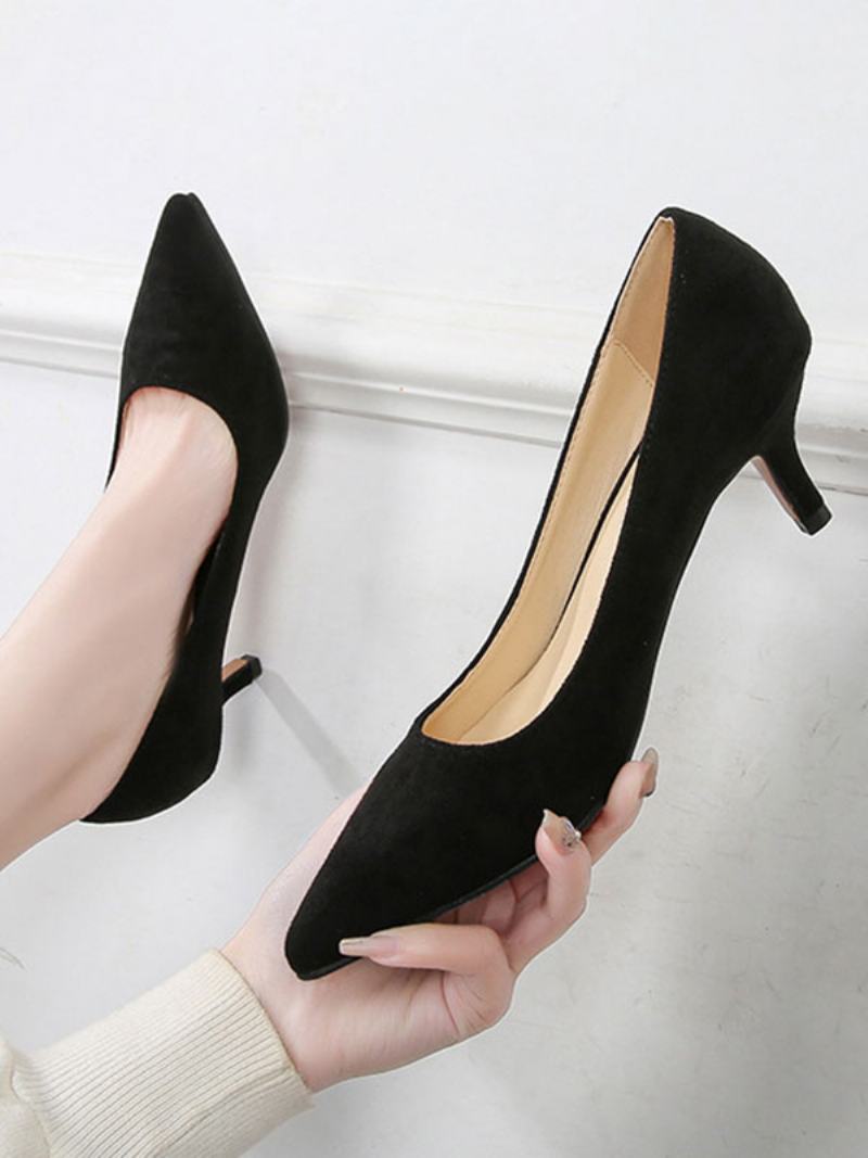 Γυναικεία Kitten Heel Pumps Slip-on Stilletto Καφέ - Μαύρο