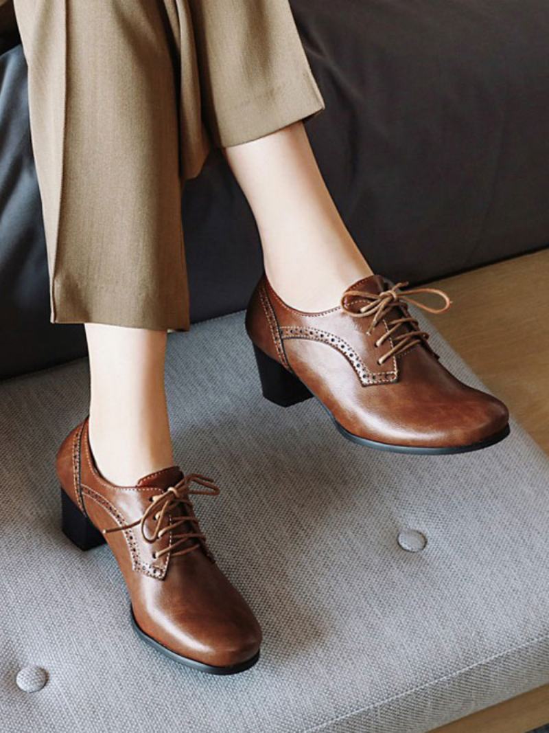 Γυναικεία Lace Up Brogues Block Heel