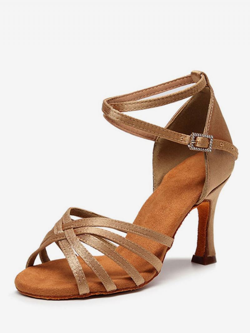 Γυναικεία Latin Dance Παπούτσια Σατέν Coffee Καφέ Peep Toe Stiletto Heel Satin - Σάρκα