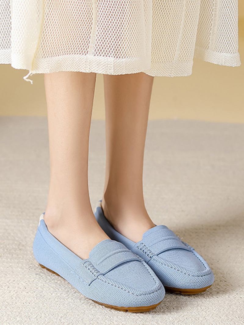 Γυναικεία Mule Loafers Round Toe Slip On Flat Pumps - Ανοικτό Μπλε Του Ουρανού