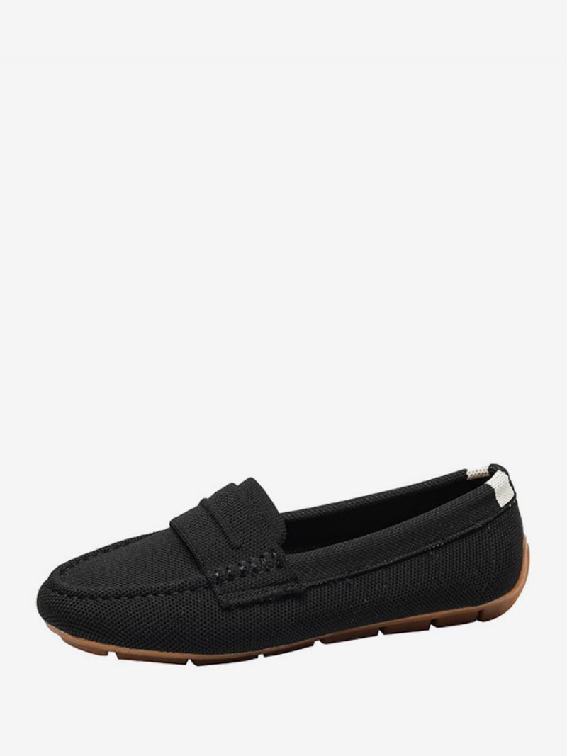 Γυναικεία Mule Loafers Round Toe Slip On Flat Pumps - Μαύρο