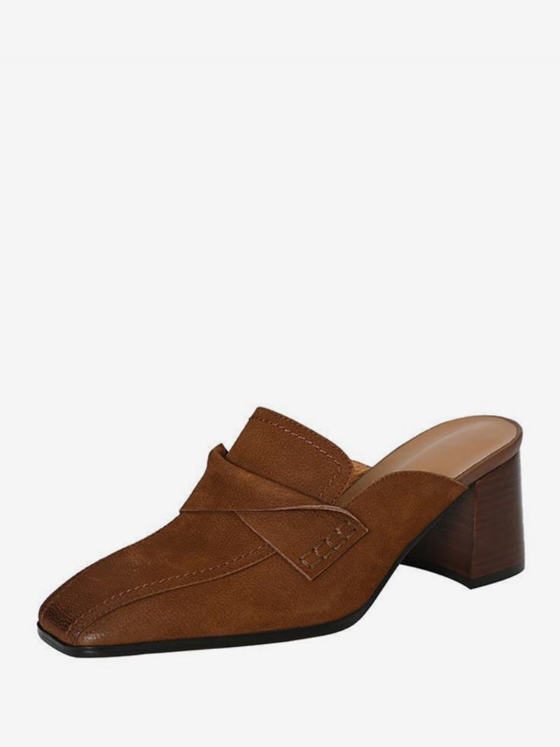 Γυναικεία Mule Loafers Χοντρό Τακούνι Με Τετράγωνο Δάχτυλο Χωρίς Πλάτη