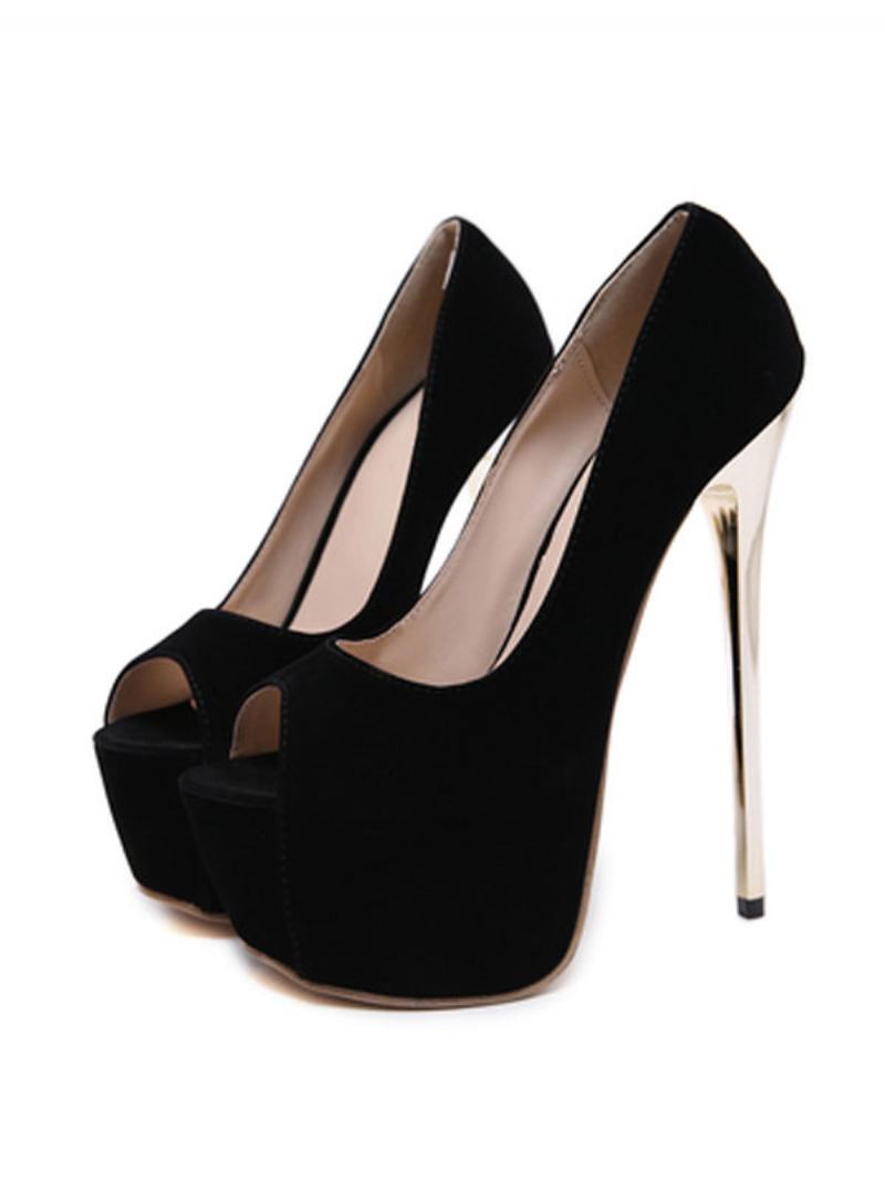 Γυναικεία Peep Toe Heels Platform Stiletto Heel Chic Sexy Pumps - Μαύρο