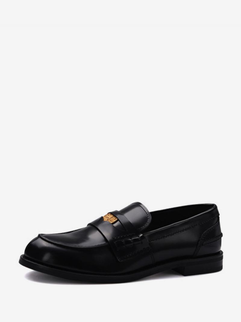 Γυναικεία Penny Loafers Round Toe Slip On Επίπεδα Παπούτσια - Μαύρο