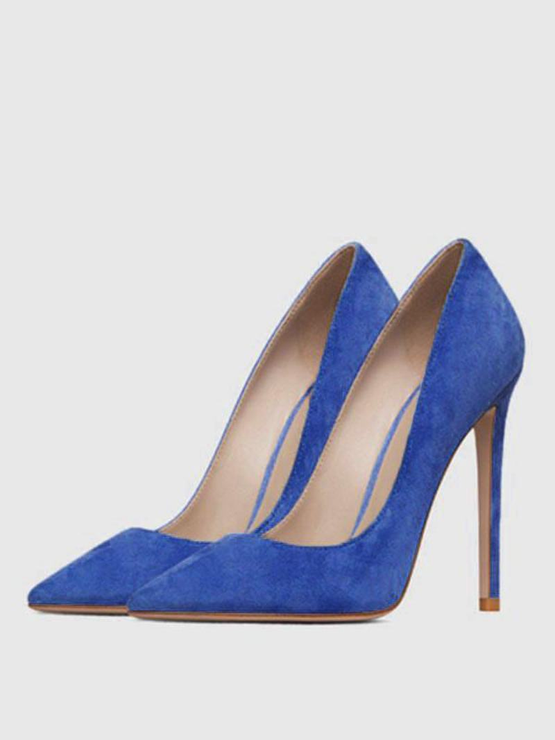 Γυναικεία Pointy Toe Stiletto Prom Heel Pumps Faux Suede Δέρμα - Μπλε Του Ουρανού