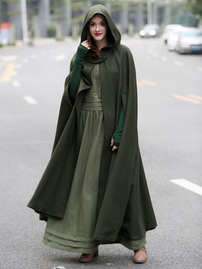 Γυναικεία Poncho Hooded Hunter Green Oversized Cape