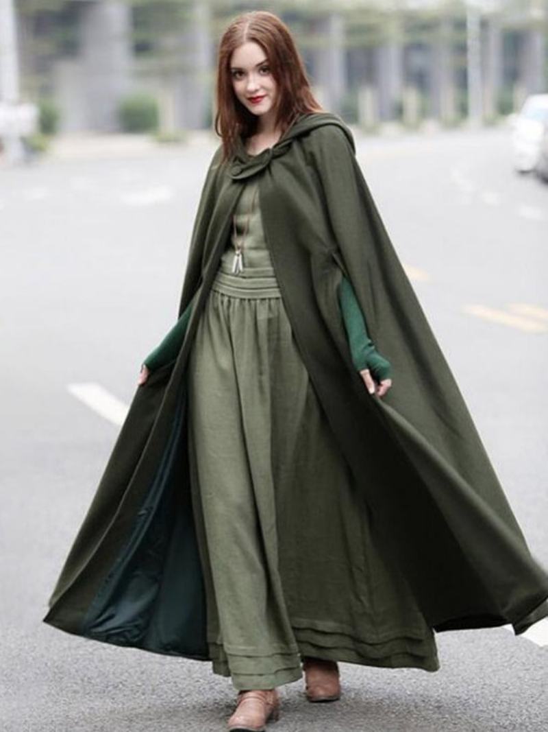 Γυναικεία Poncho Hooded Hunter Green Oversized Cape - Hunter Green