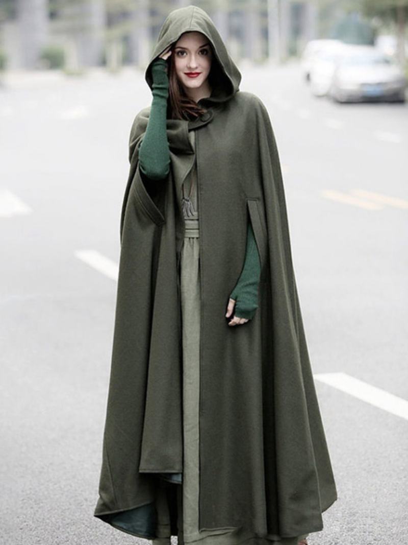 Γυναικεία Poncho Hooded Hunter Green Oversized Cape - Hunter Green