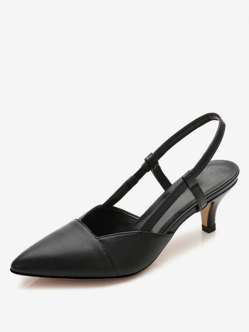 Γυναικεία Slingback Kitten Prom Heel Pumps Σε Βερίκοκο - Μαύρο