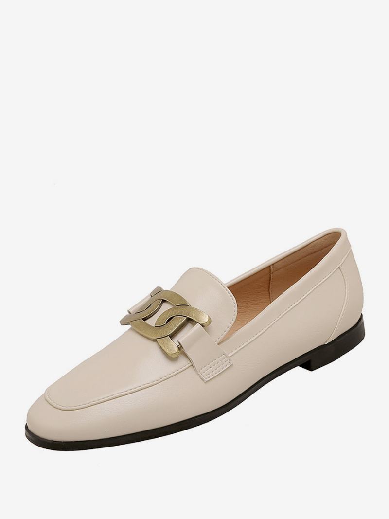 Γυναικεία Slip On Loafers Λευκά Στρογγυλά Ίσια Παπούτσια