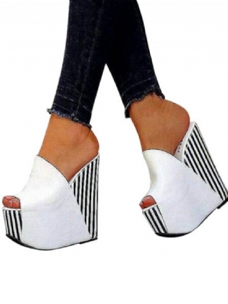 Γυναικεία Stripes Platform Wedge Mules