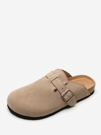 Γυναικεία Suede Mules Στρογγυλά Flat Casual Παπούτσια