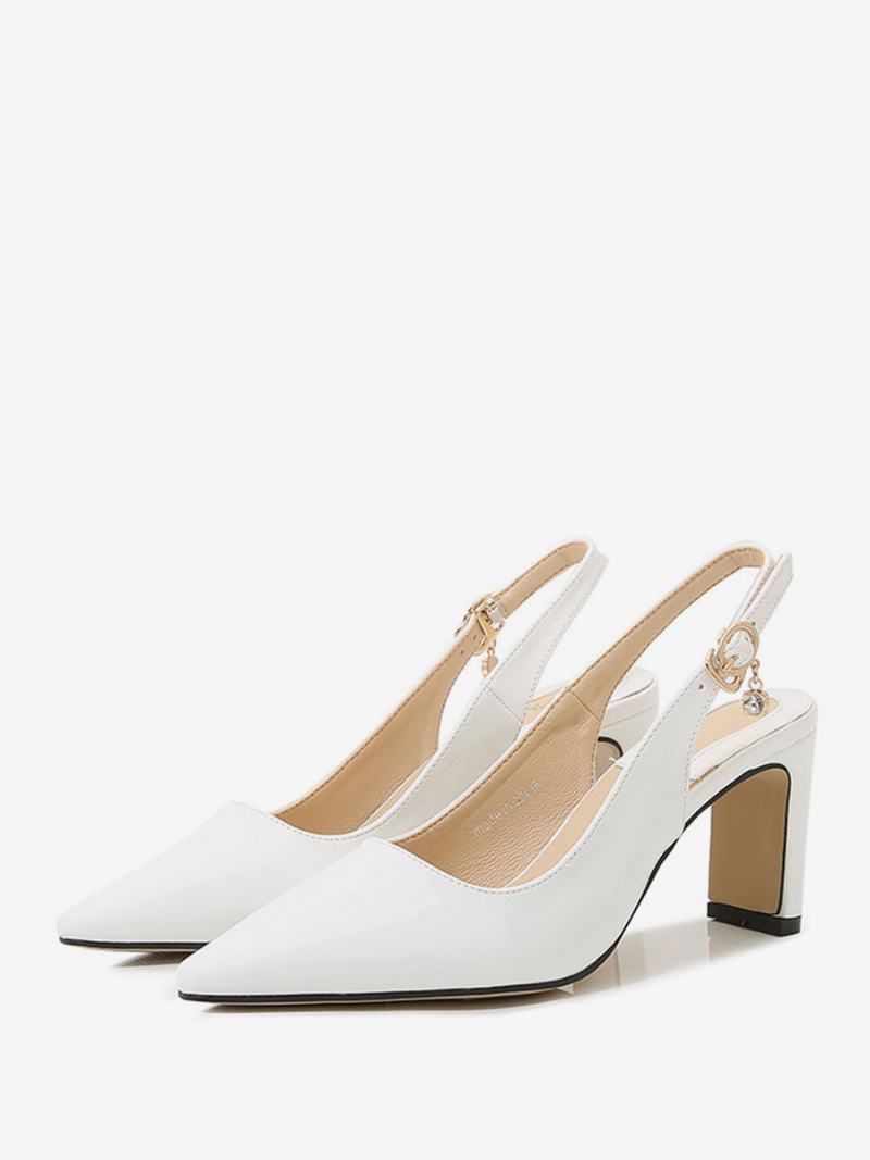 Γυναικεία Vintage Παπούτσια White Point Toe Slingbacks Pumps - Λευκό