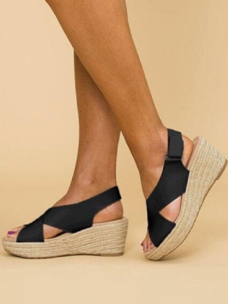 Γυναικεία Wedge Heels Street Wear Faux Leather Open Toe Boho Νυφικά Σανδάλια