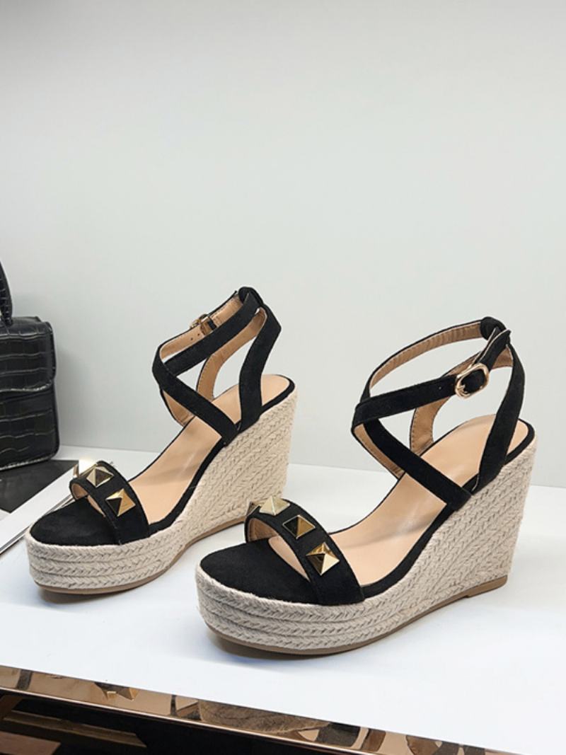 Γυναικεία Wedge Sindals Platform Rivets Suede Criss Cross Παπούτσια Σανδάλι