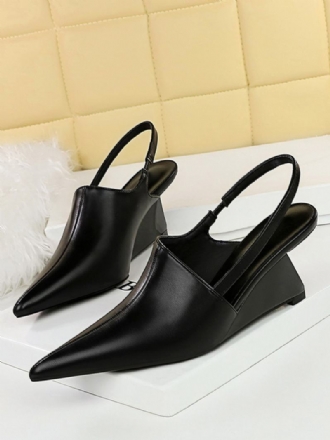 Γυναικεία Wedge Σανδάλια Μαύρα Μυτερά Slingback Wedges