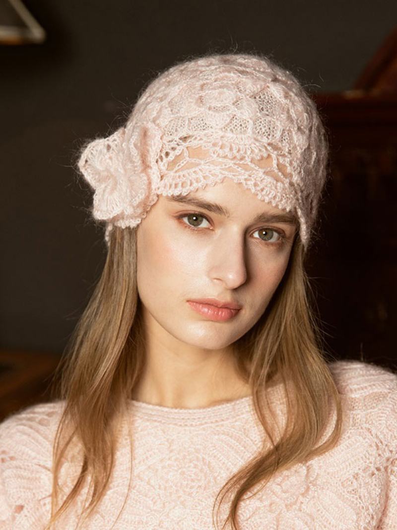 Γυναικεία Καπέλα Fabulous Knitted Cut Outs Designer Winter Warm Hats - Ροζ