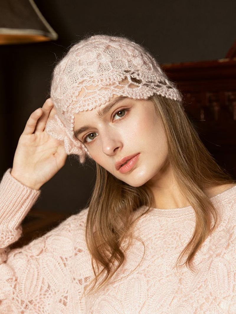 Γυναικεία Καπέλα Fabulous Knitted Cut Outs Designer Winter Warm Hats - Ροζ