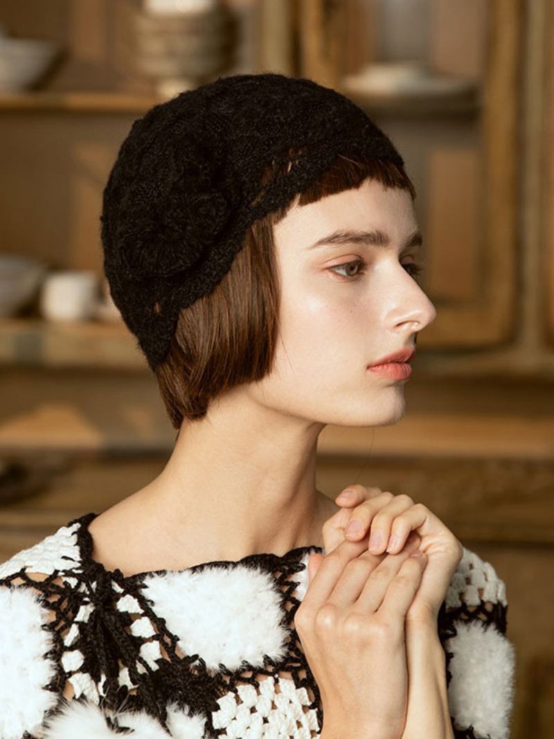 Γυναικεία Καπέλα Fabulous Knitted Cut Outs Designer Winter Warm Hats - Μαύρο